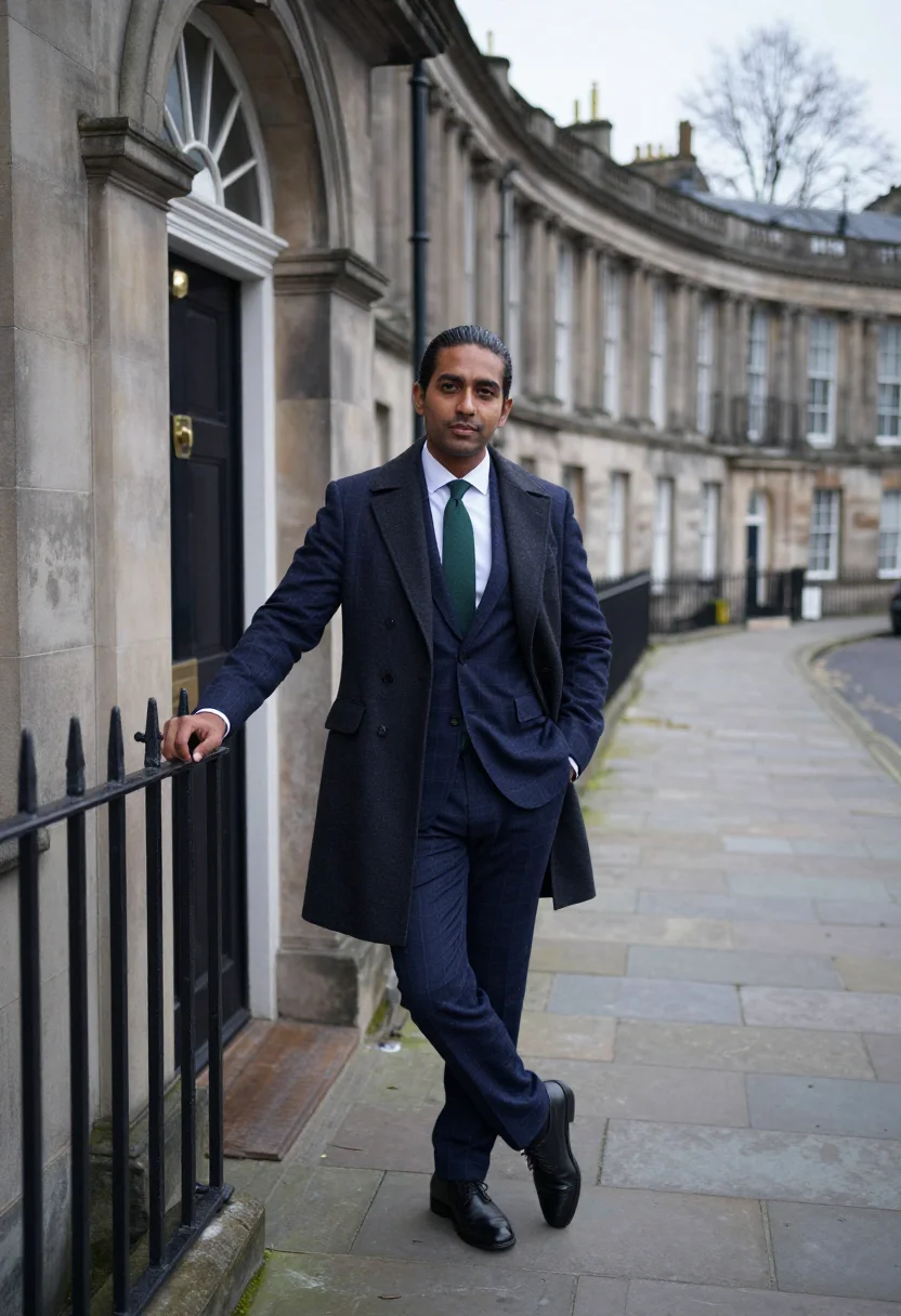 AI edinburgh charlotte square sample — portrait of a man, full-length portrait of a South-Asian man