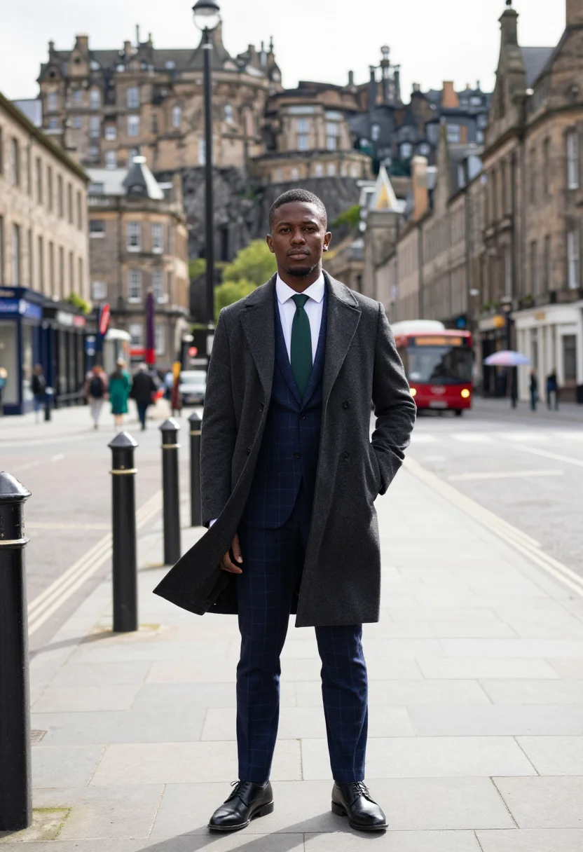 AI edinburgh charlotte square sample — portrait of a man, full-length portrait of a Black Scottish