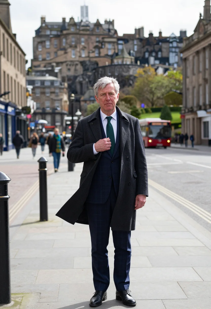 AI edinburgh charlotte square sample — portrait of a man, waist-up portrait of a Western-European m