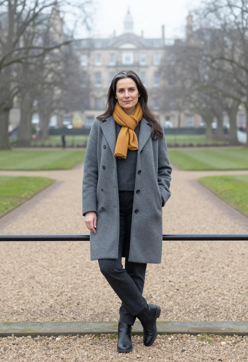 AI edinburgh fog mustard sample — portrait of a woman, framed full-length from head to shoes w