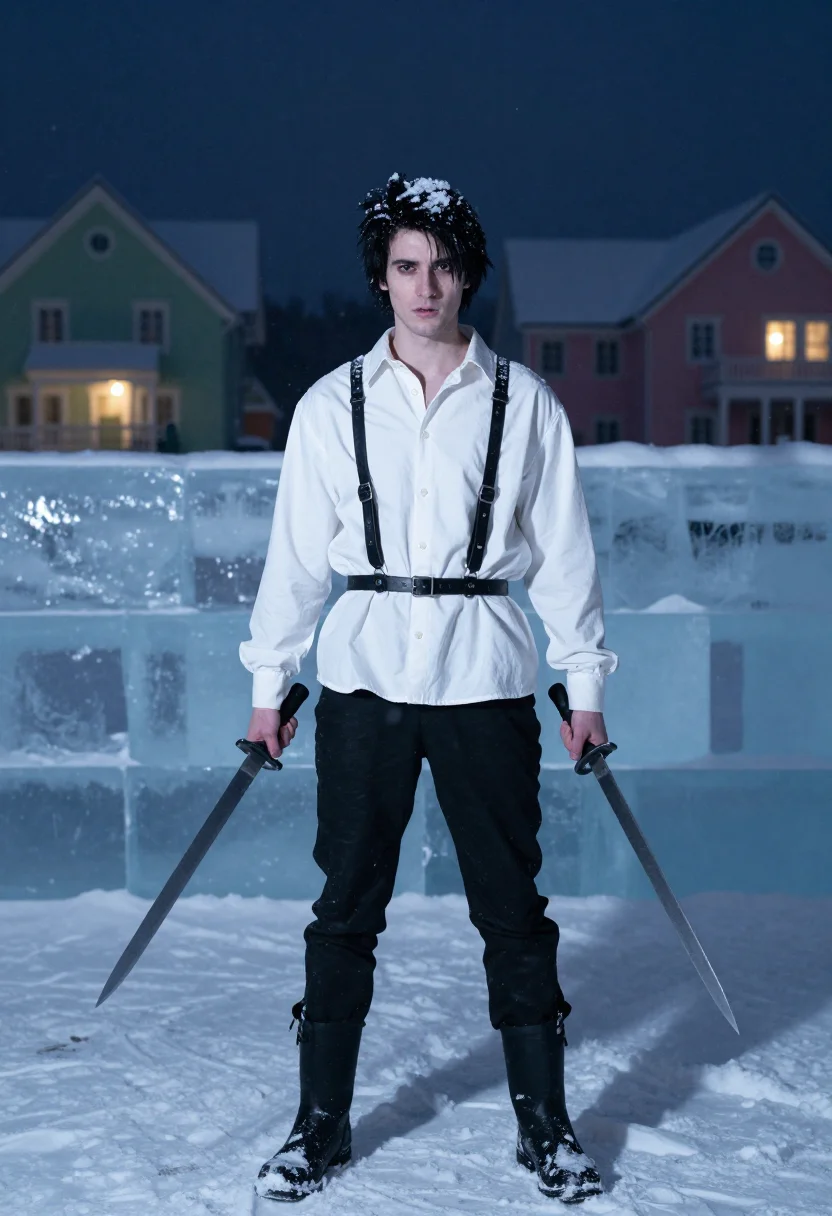 AI edward scissorhands sample — portrait of a man, full-length portrait of a Western-Europea