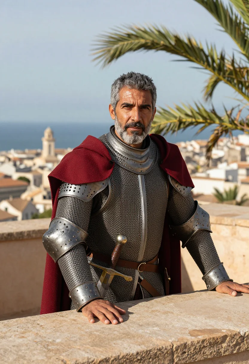 AI el cid sample — portrait of a man, chest-up portrait of a Castilian man in h