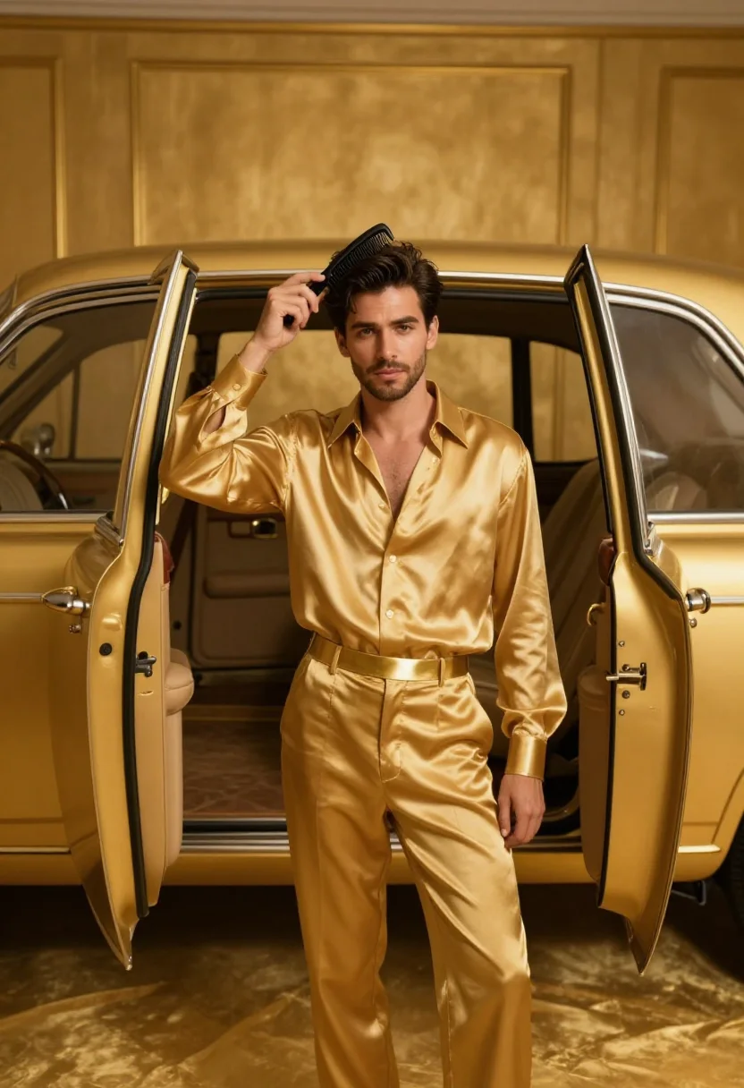 AI elvis gold lame sample — portrait of a man, half-length portrait of a Western-Europea