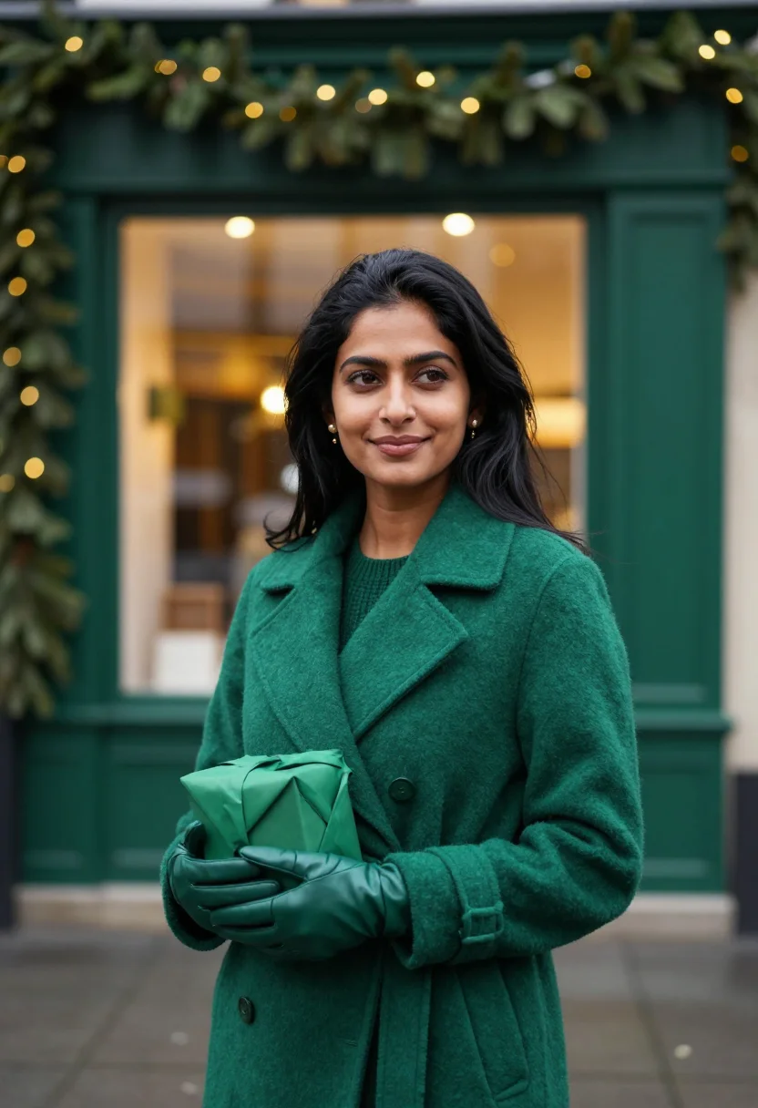 AI emerald shopfront sample — portrait of a woman, tight head-and-shoulders portrait of a
