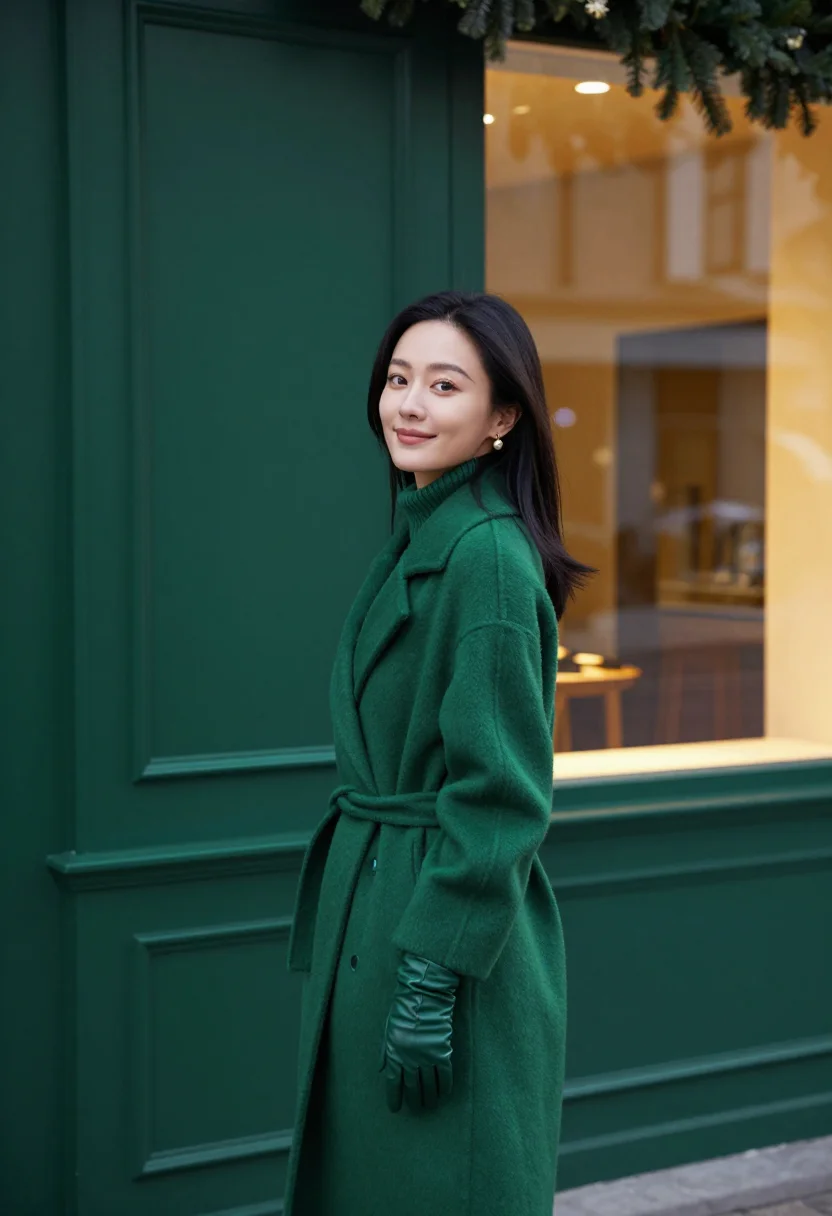 AI emerald shopfront sample — portrait of a woman, ribs-up portrait of an East-Asian woman
