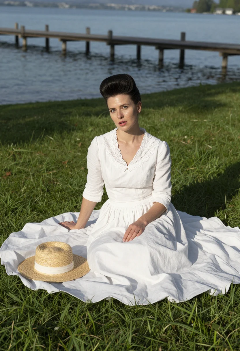 AI emilie floge sample — portrait of a woman, seated full-length portrait of a Wester