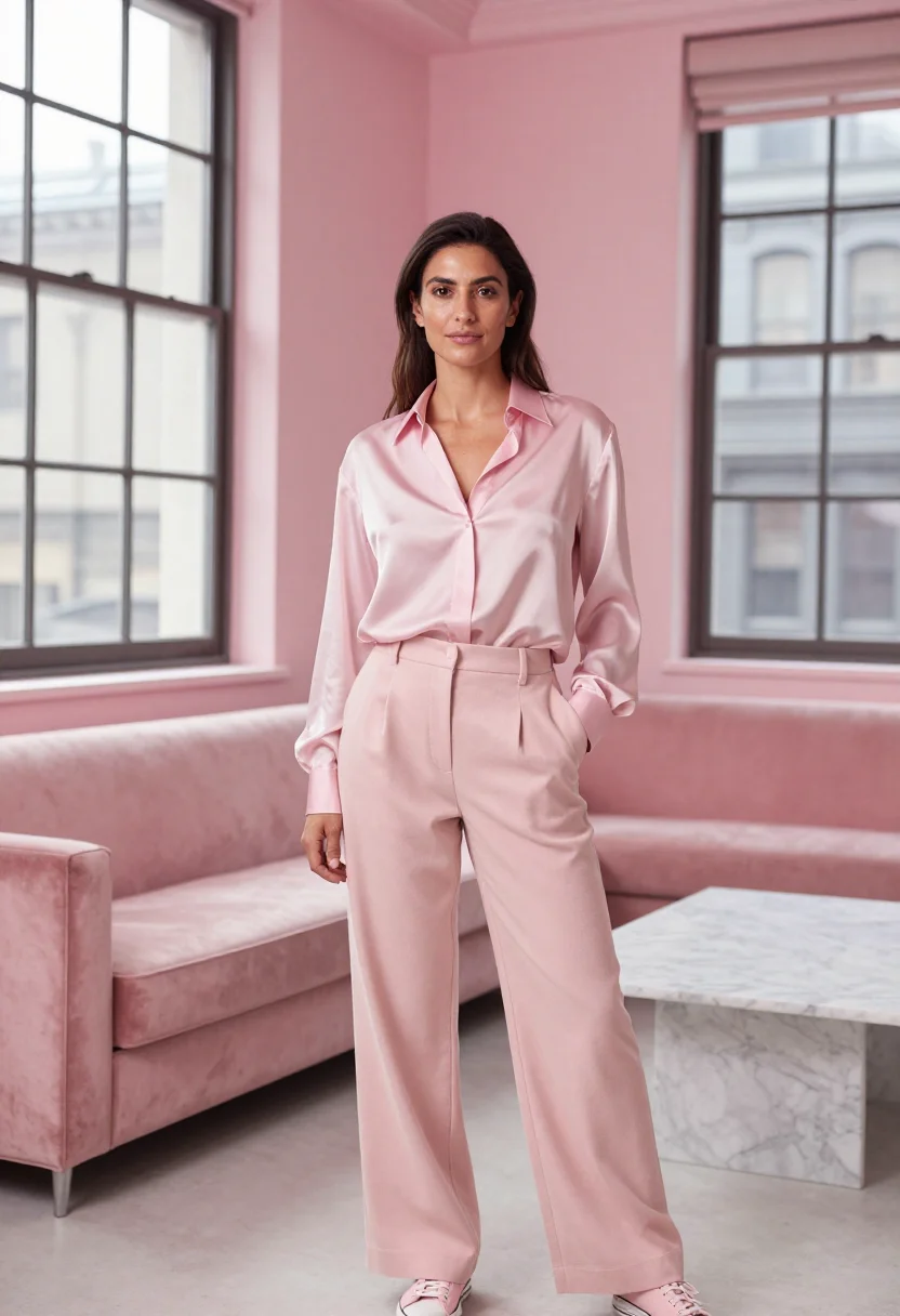 AI emily weiss glossier soho pink sample — portrait of a woman, an Italian woman in her mid-thirties wi
