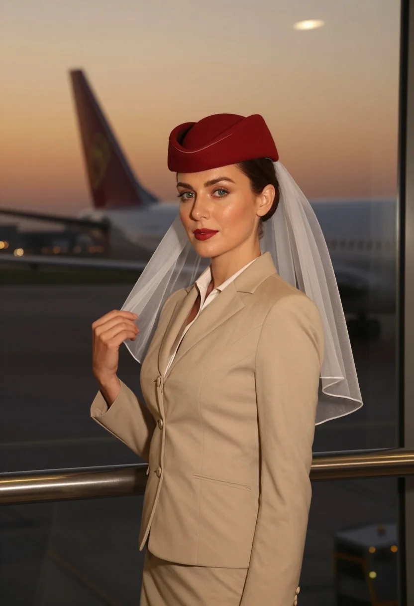 AI emirates crew sample — portrait of a woman, chest-up portrait of a Western-European