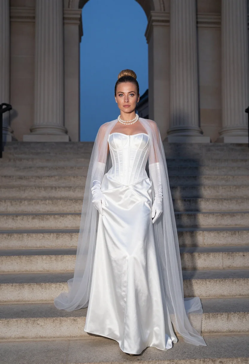 AI emma chamberlain met gala 2022 white sample — portrait of a woman, a Czech woman in her mid-twenties with