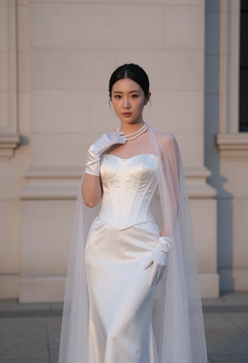 AI emma chamberlain met gala 2022 white sample — portrait of a woman, a Korean-American woman in her late twe