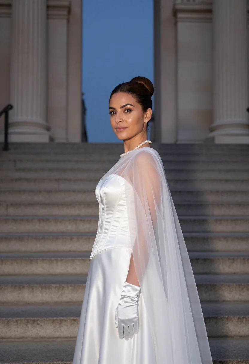 AI emma chamberlain met gala 2022 white sample — portrait of a woman, a Portuguese woman in her early thirtie