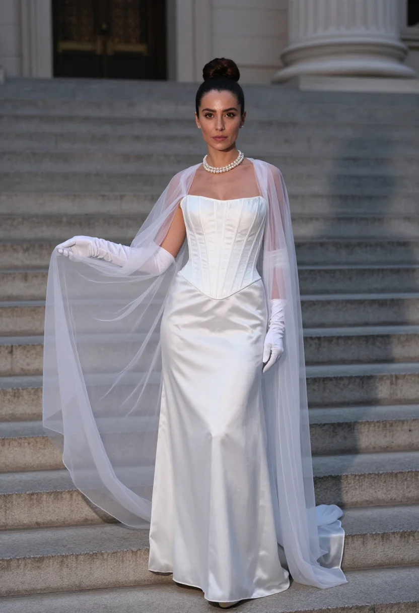 AI emma chamberlain met gala 2022 white sample — portrait of a woman, an Italian woman in her mid-twenties wi