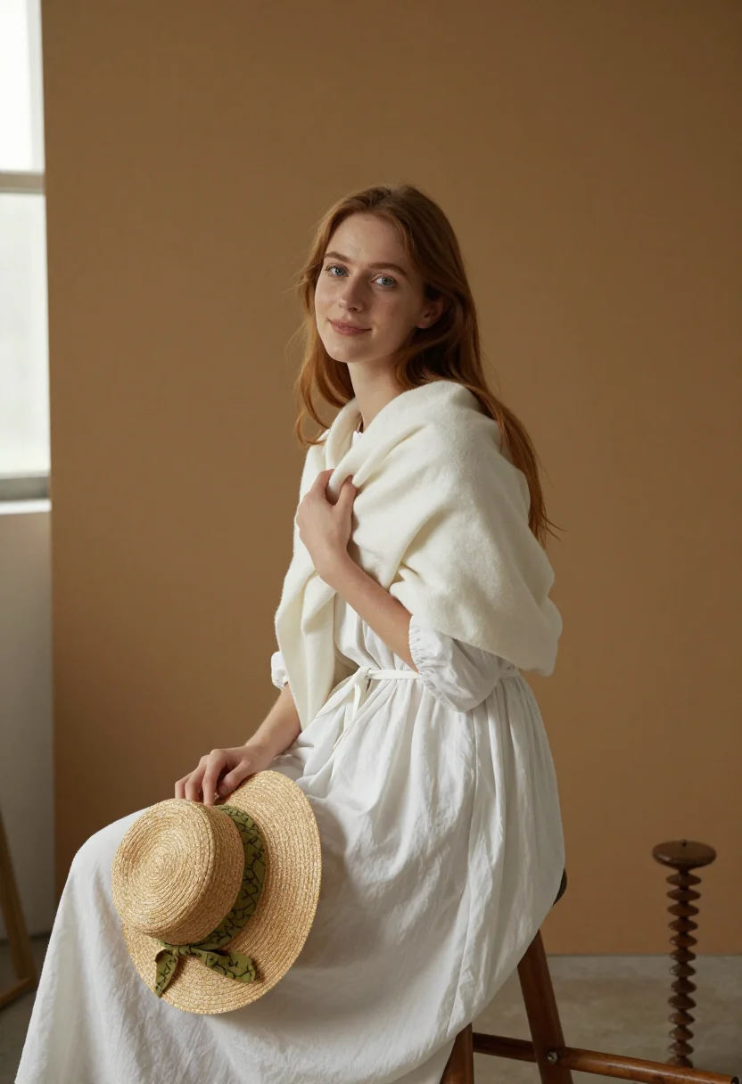 AI emma hamilton sample — portrait of a woman, in her late twenties with warm ivory sk