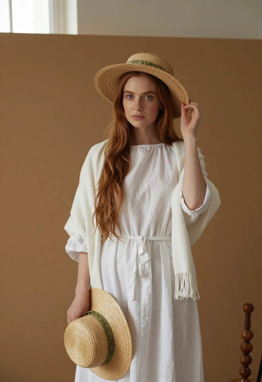 AI emma hamilton sample — portrait of a woman, in her late twenties with warm ivory sk