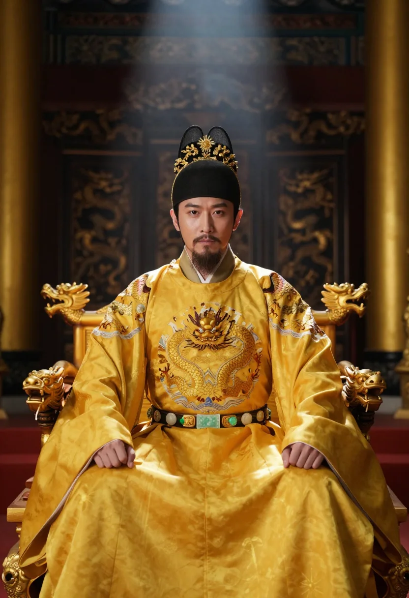 AI emperor sample — portrait of a man, three-quarter-length portrait of an East-