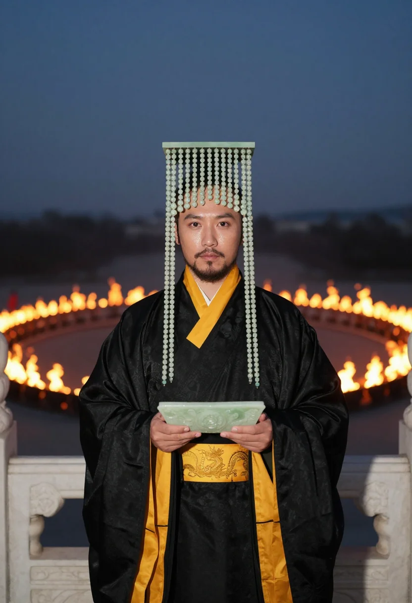 AI emperor sample — portrait of a man, half-length portrait of an East-Asian man