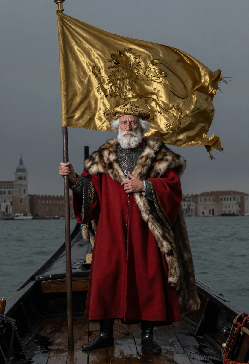 AI enrico dandolo sample — portrait of a man, low three-quarter-length portrait of a Ve