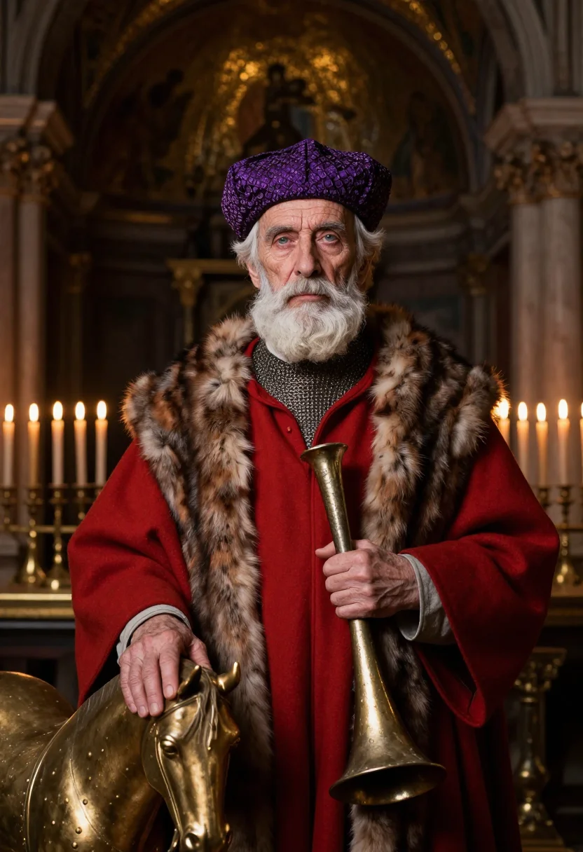AI enrico dandolo sample — portrait of a man, chest-up portrait of a Venetian man in hi