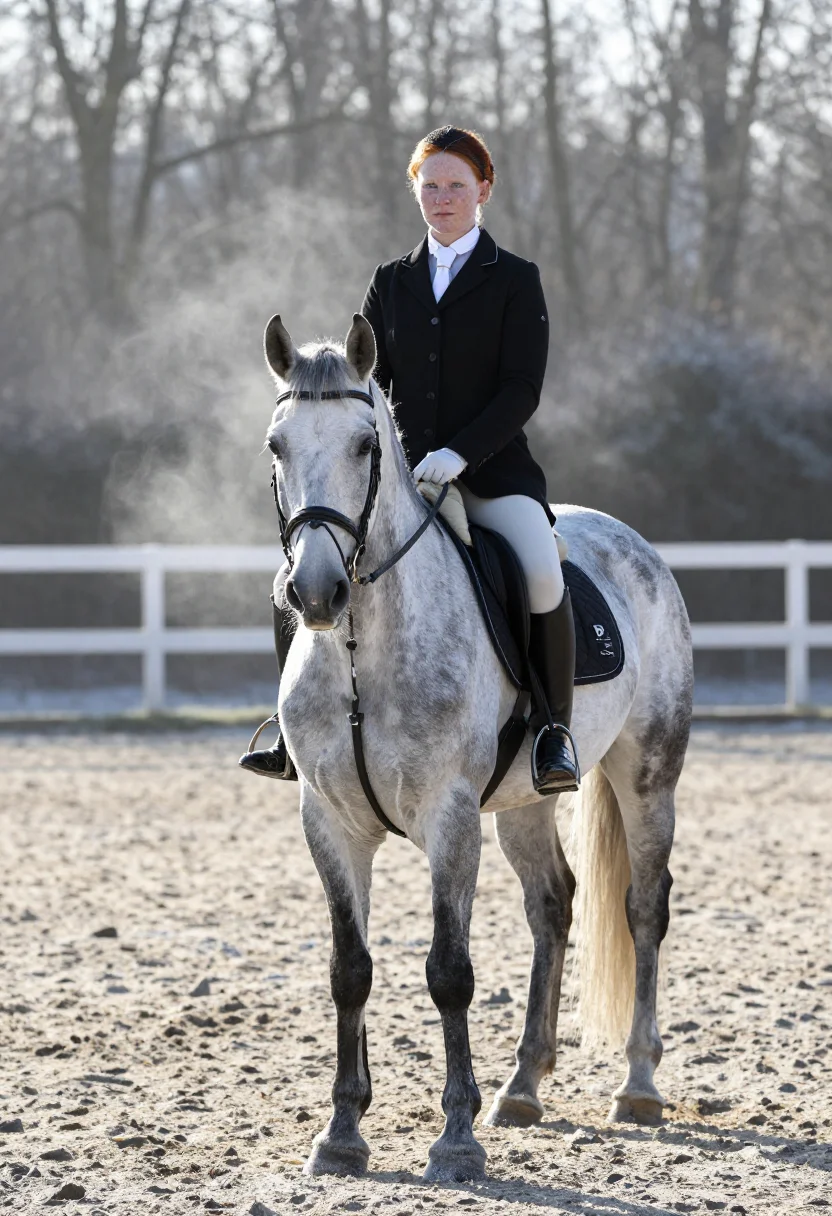 AI equestrienne sample — portrait of a woman, full-length mounted portrait of a woman