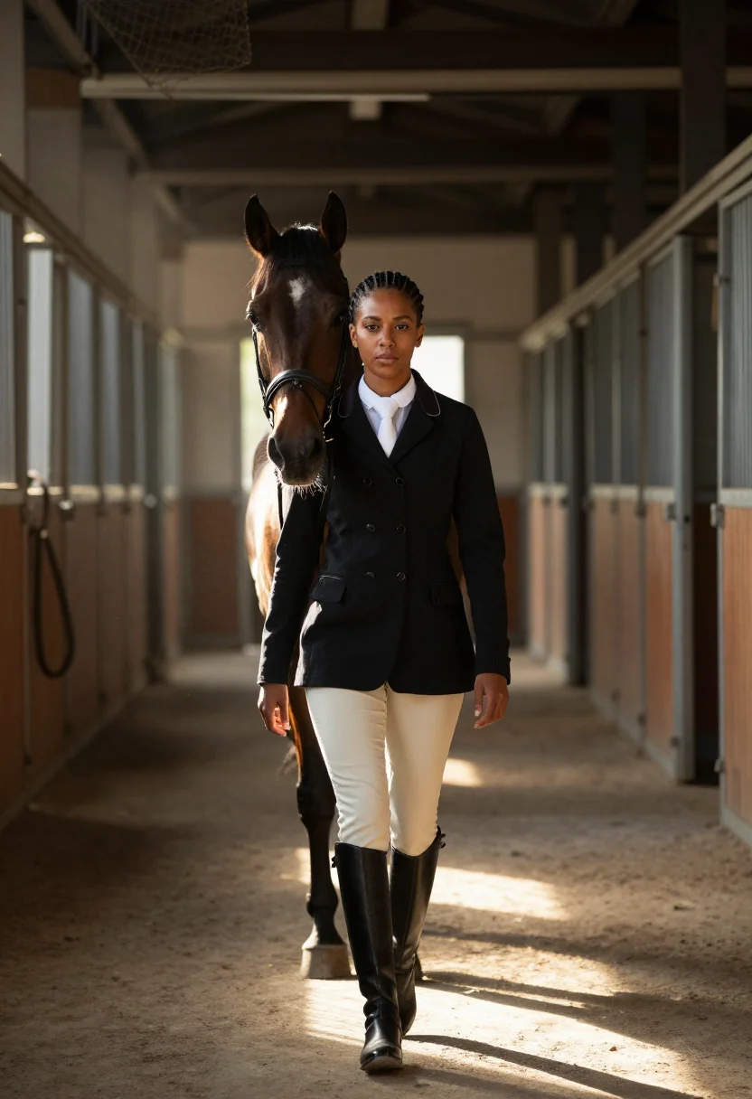 AI equestrienne sample — portrait of a woman, full-length portrait of a woman with de