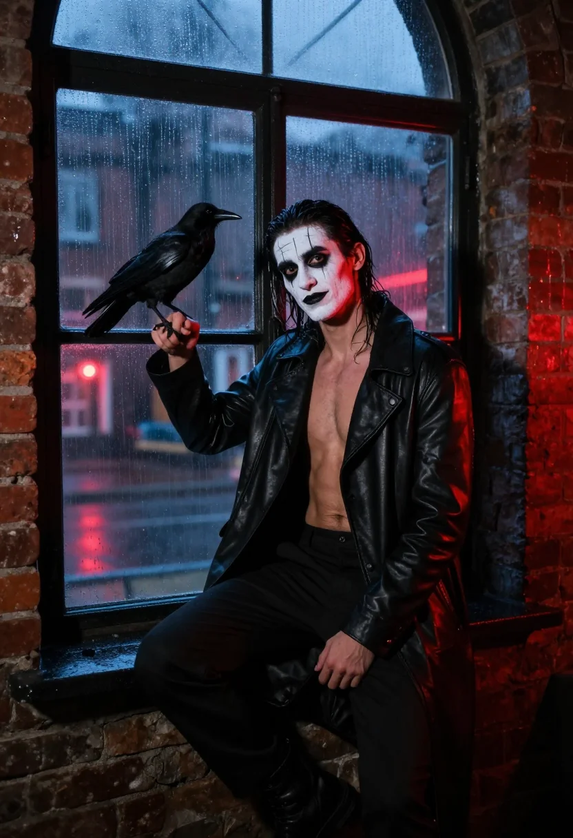 AI eric draven sample — portrait of a man, close half-length portrait of a Western-E