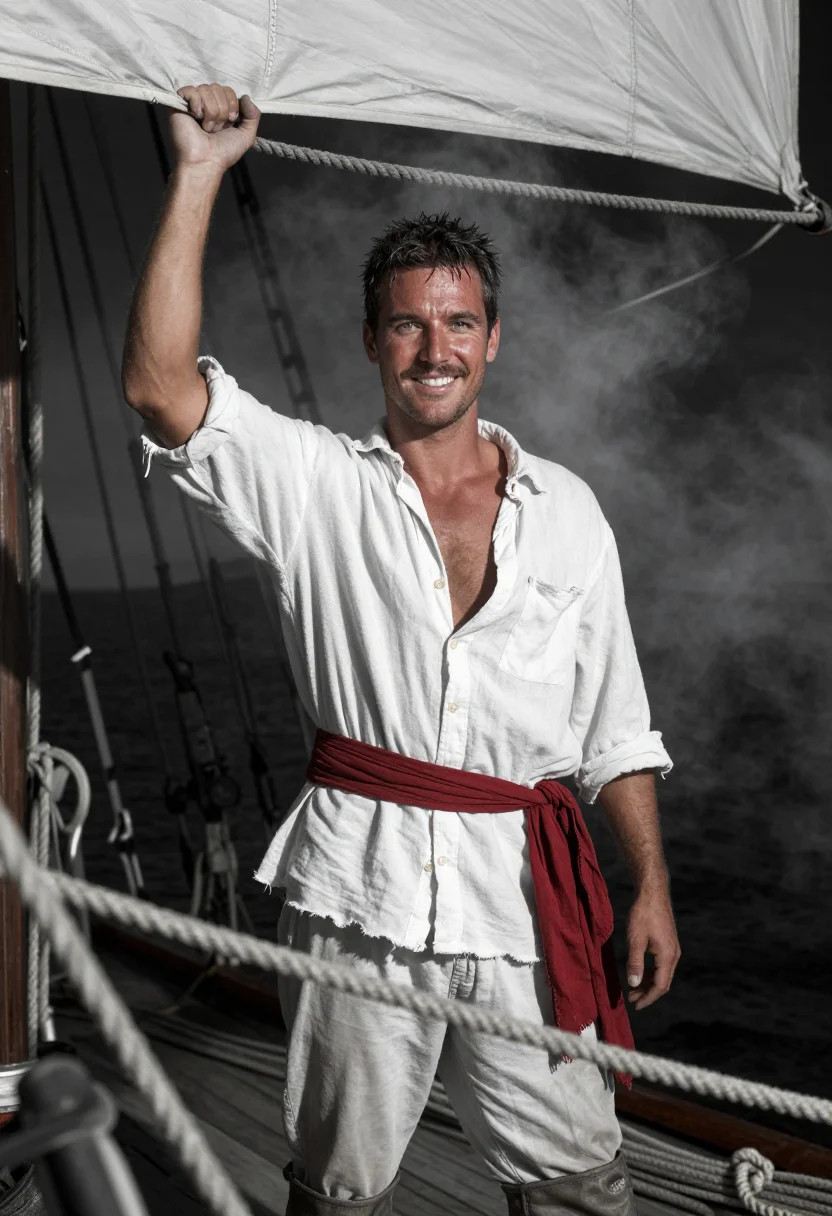 AI errol flynn sample — portrait of a man, close half-length portrait of an Australi