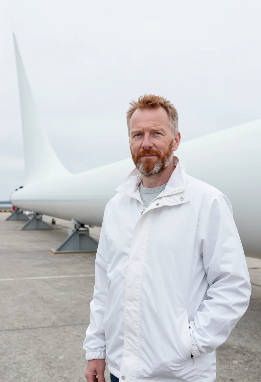 AI esbjerg offshore wind engineer white sample — portrait of a man, a wind engineer in his fifties of Scottis