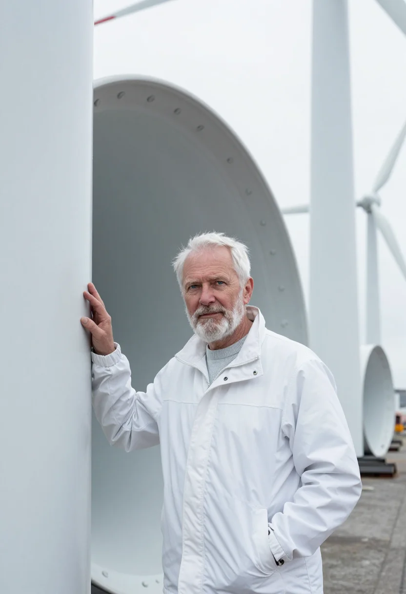 AI esbjerg offshore wind engineer white sample — portrait of a man, a wind engineer in his late fifties of Du