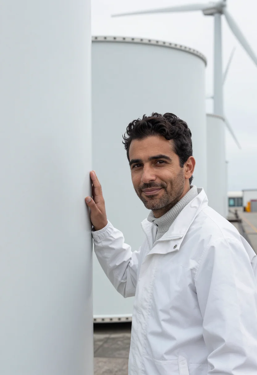AI esbjerg offshore wind engineer white sample — portrait of a man, a wind engineer in his forties of Portugu