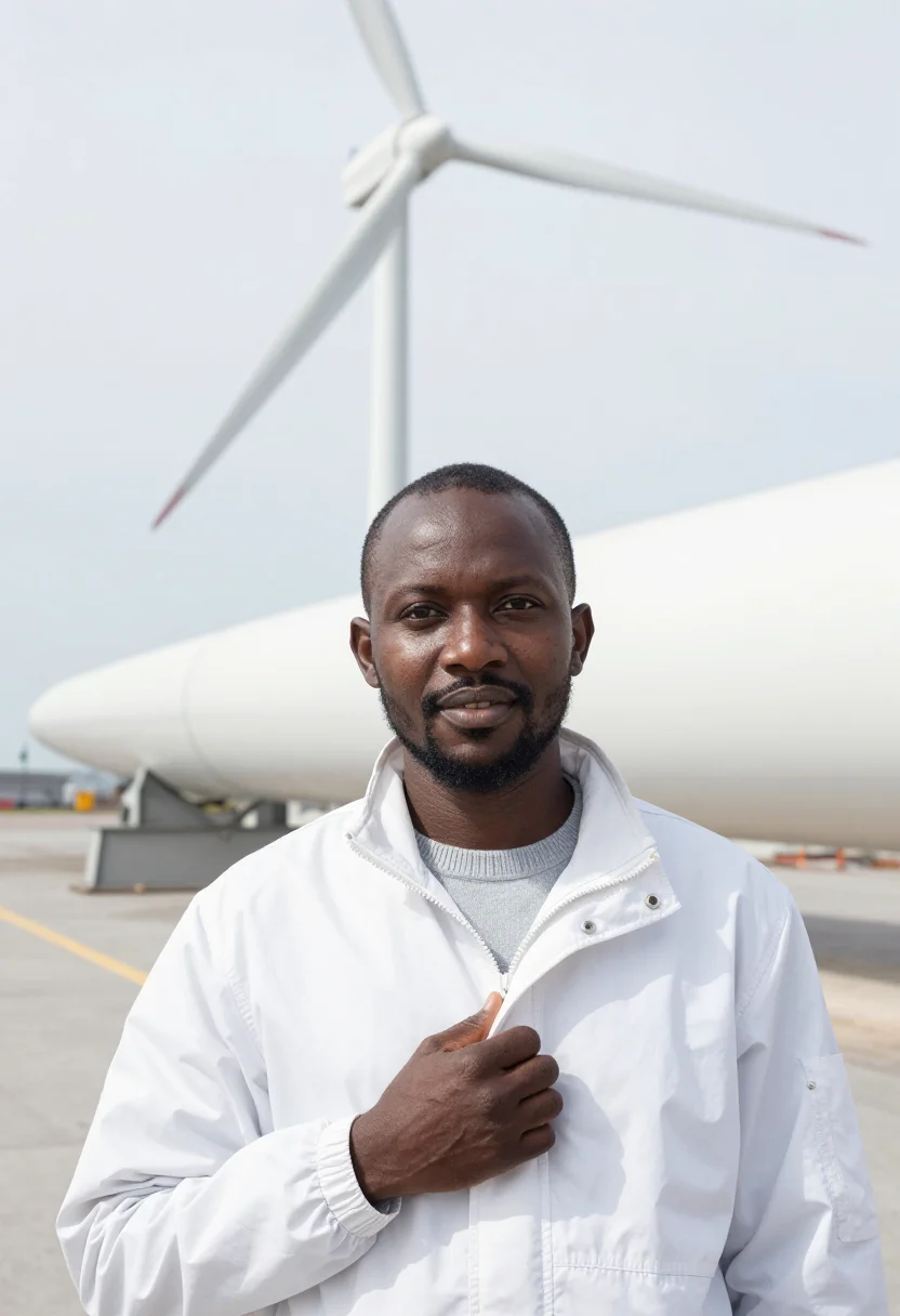 AI esbjerg offshore wind engineer white sample — portrait of a man, a wind engineer in his late thirties of G