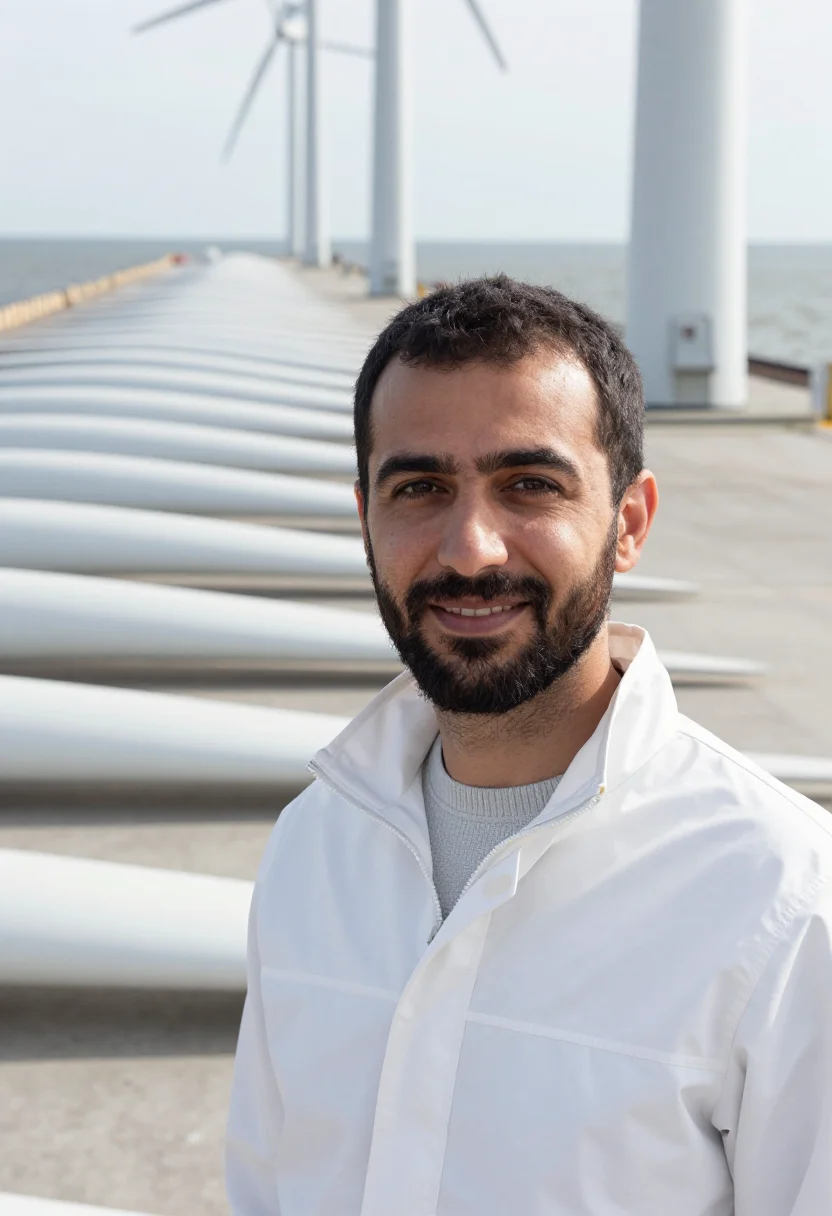 AI esbjerg offshore wind engineer white sample — portrait of a man, a wind engineer in his thirties of Turkis