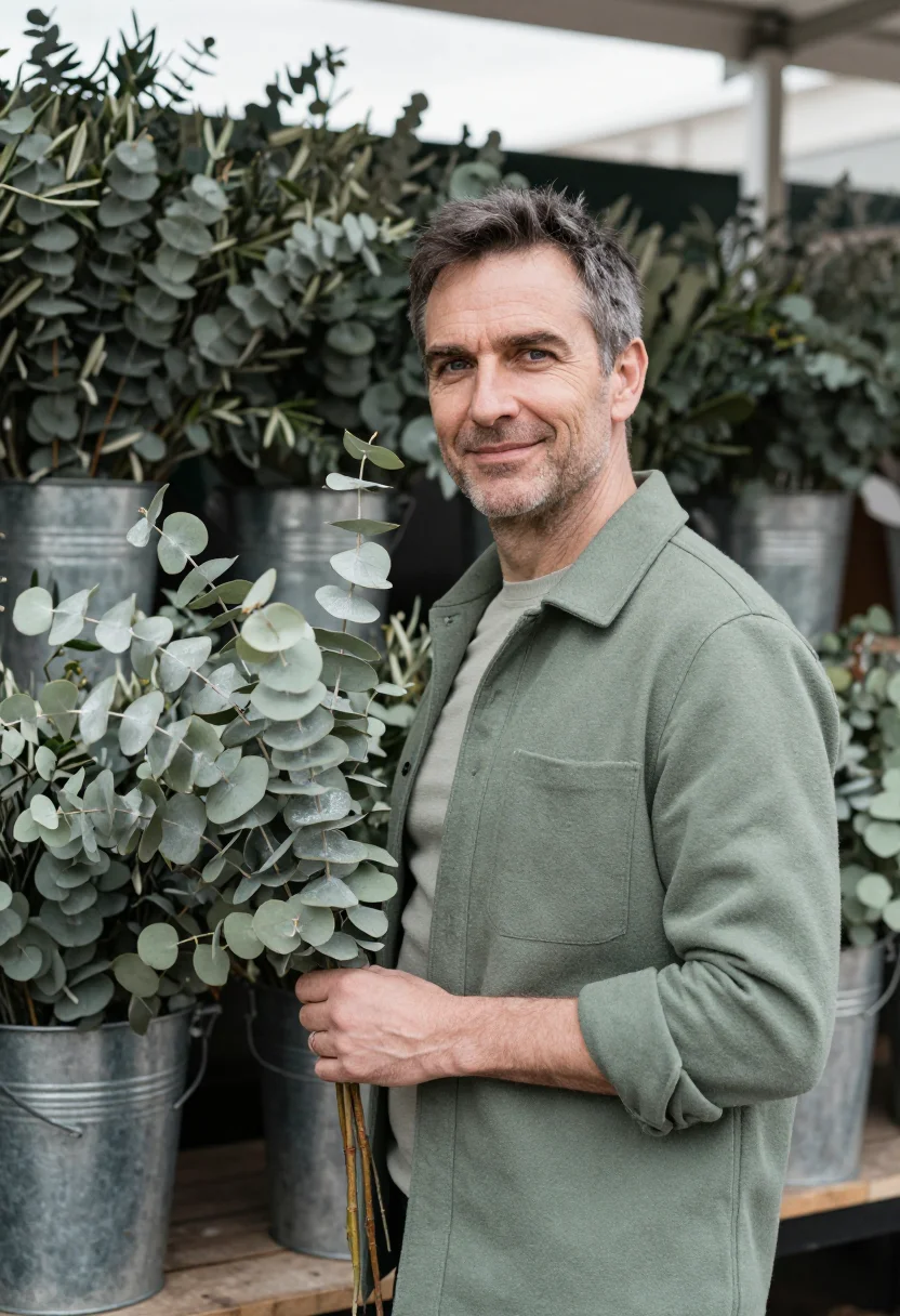AI eucalyptus stall sage sample — portrait of a man, ribs-up portrait of a Western-European ma