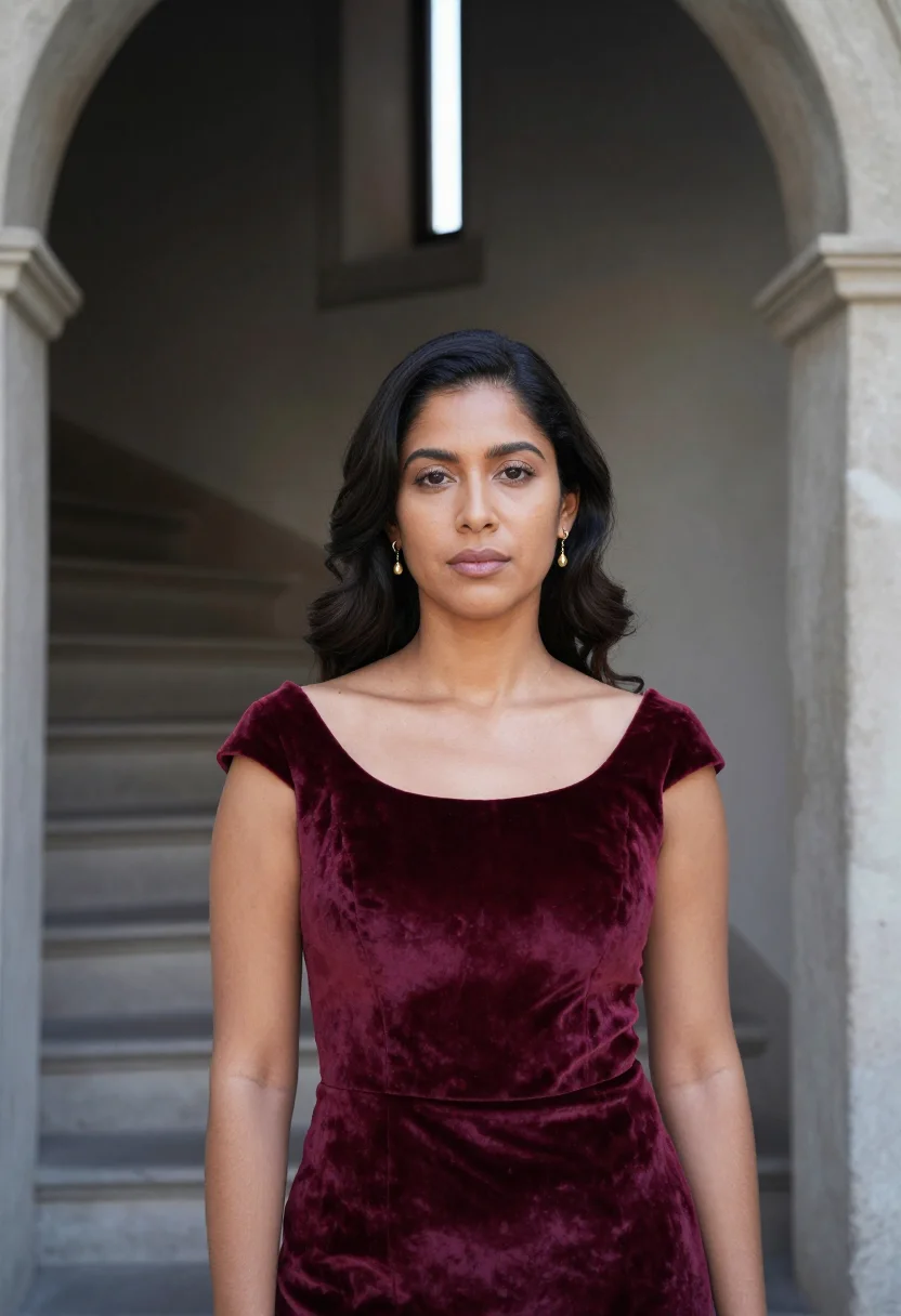 AI fairytale castle sample — portrait of a woman, head-and-shoulders portrait of a Latina