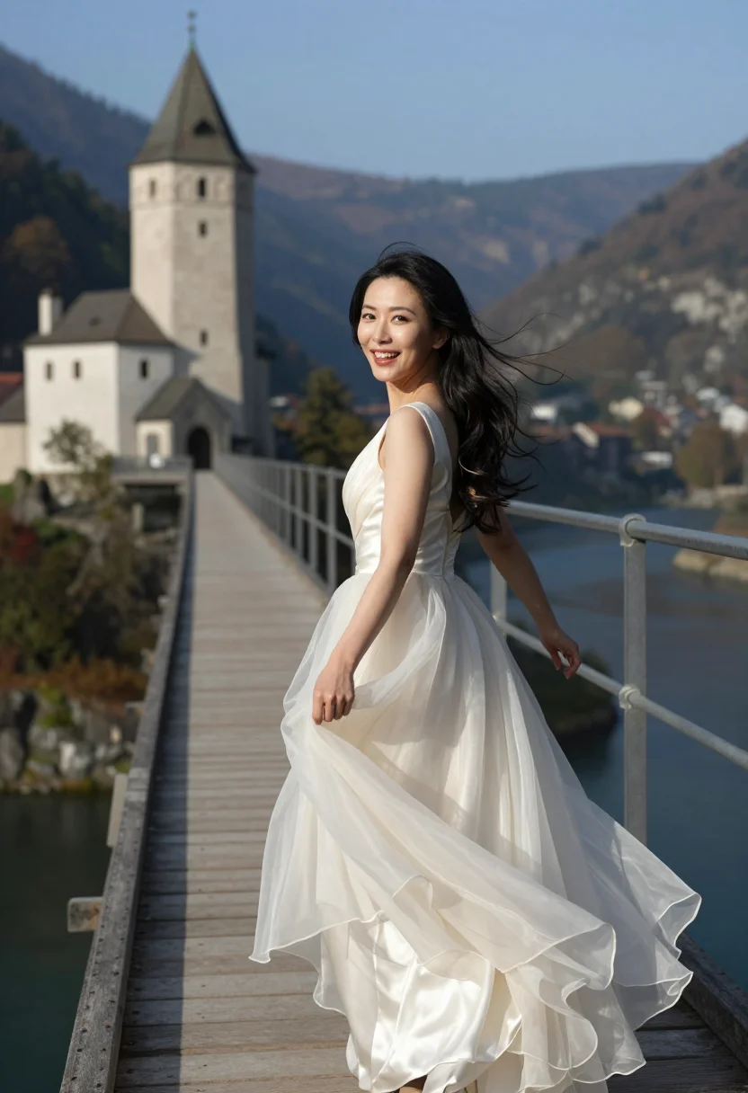 AI fairytale castle sample — portrait of a woman, three-quarter-length portrait of an Eas