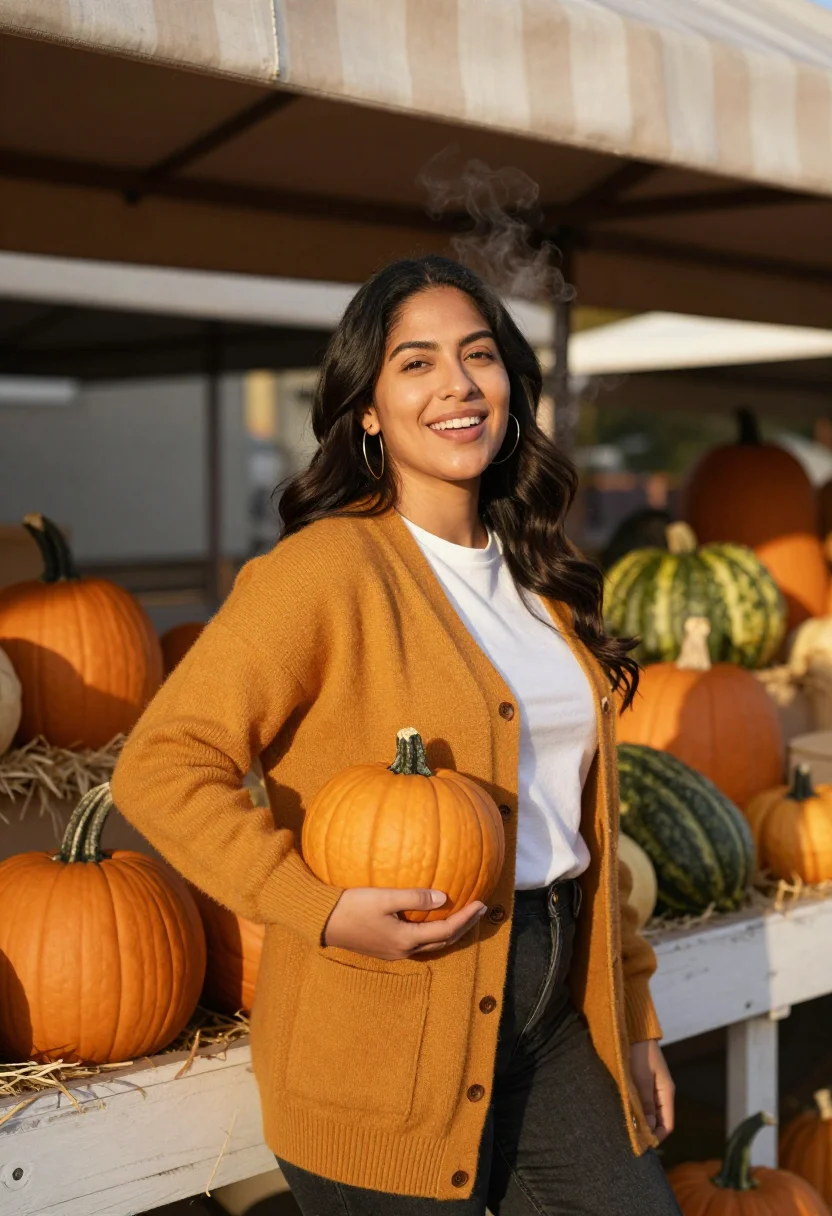 AI fall sample — portrait of a woman, half-length portrait of a Latina woman