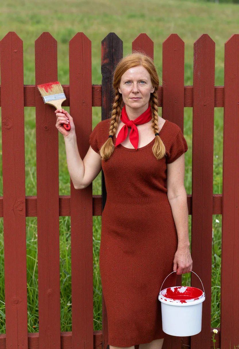 AI falu red sample — portrait of a woman, a woman in her early thirties with fair