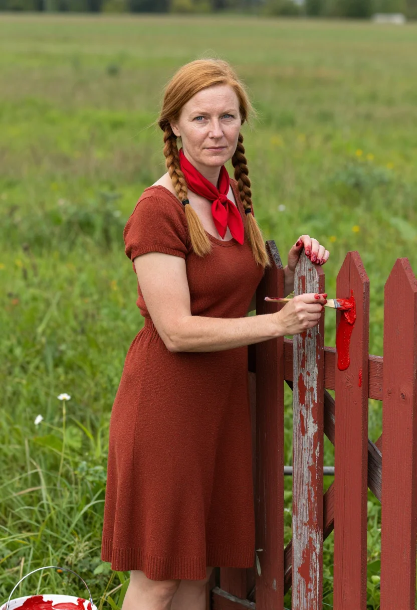 AI falu red sample — portrait of a woman, a woman in her early thirties with fair