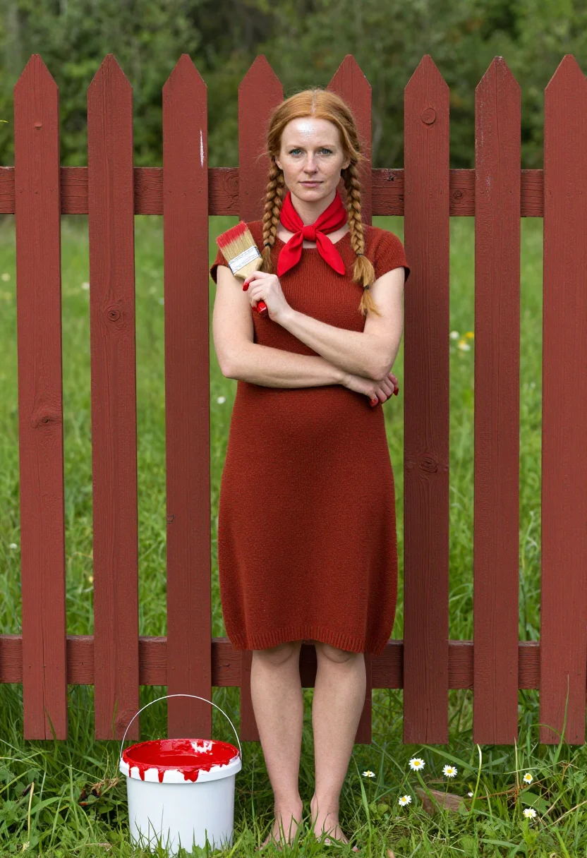 AI falu red sample — portrait of a woman, a woman in her early thirties with fair