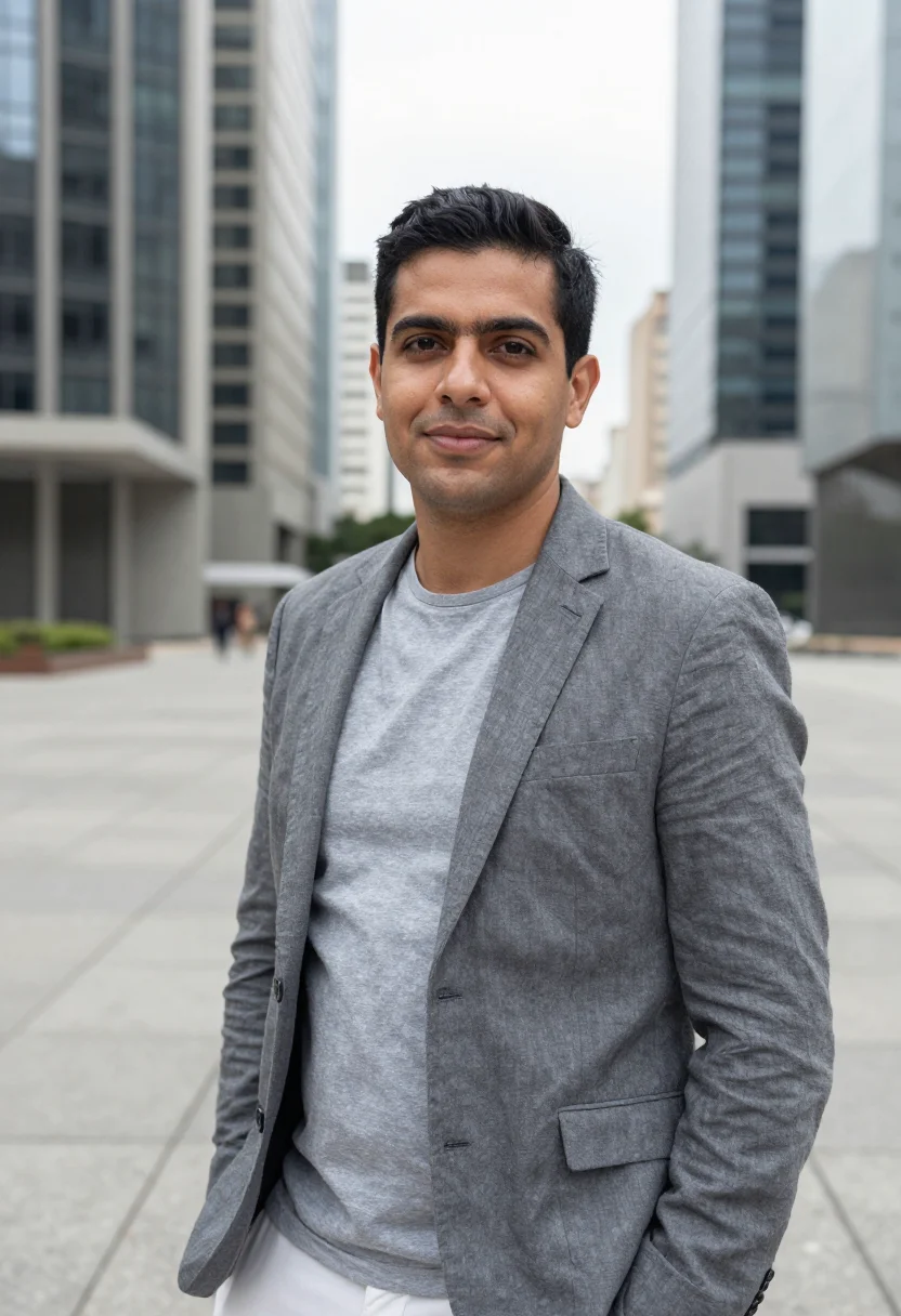 AI faria lima cto concrete sample — portrait of a man, a CTO, a Brazilian man in his early forti