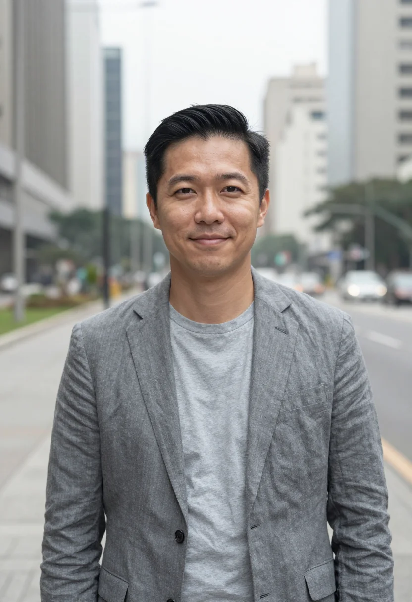 AI faria lima cto concrete sample — portrait of a man, a CTO, a Japanese-Brazilian man in his la