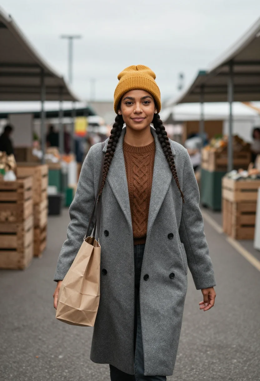 AI farmers market october mustard sample — portrait of a woman, three-quarter-length portrait of a woma