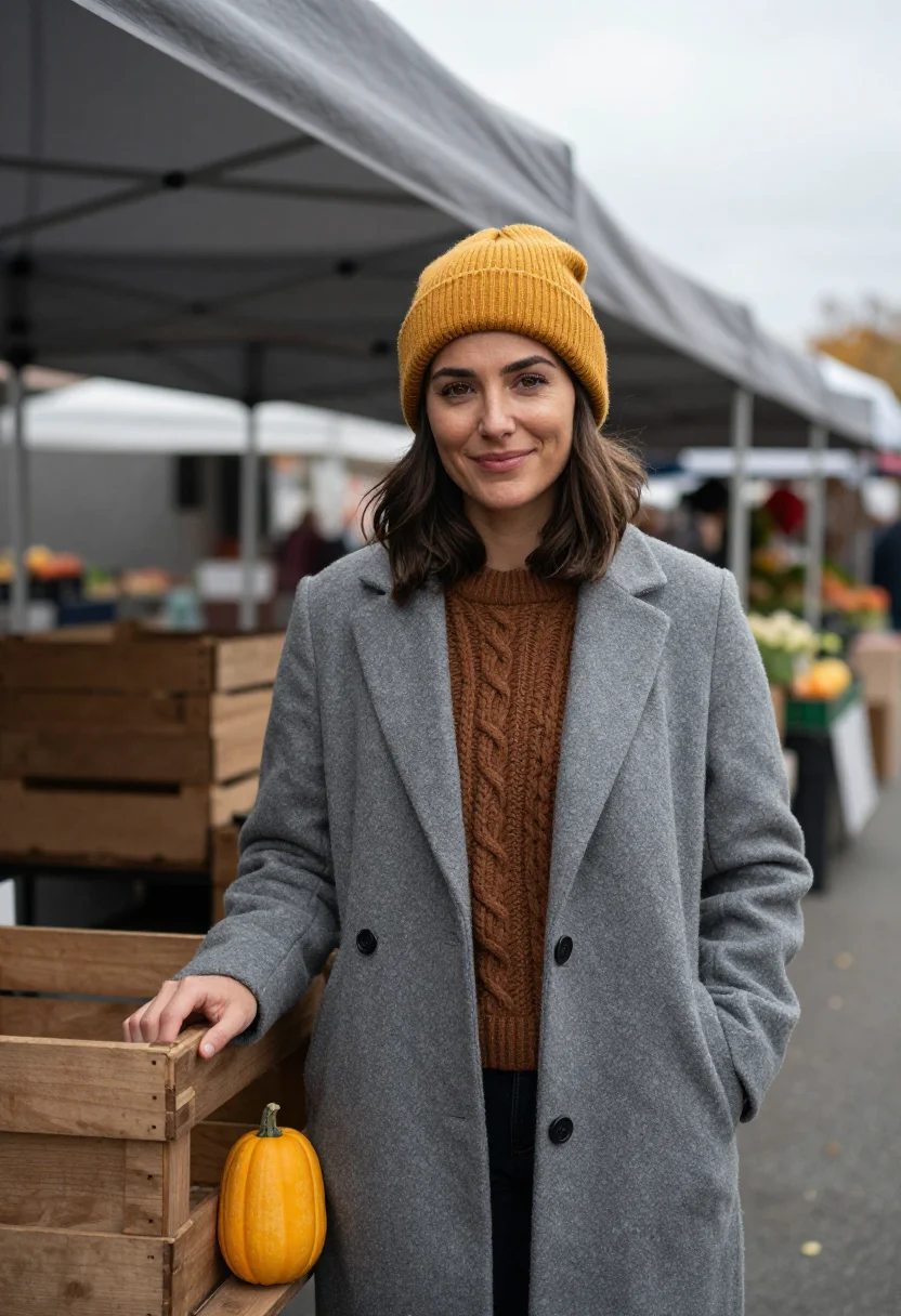 AI farmers market october mustard sample — portrait of a woman, half-length portrait of a woman in her