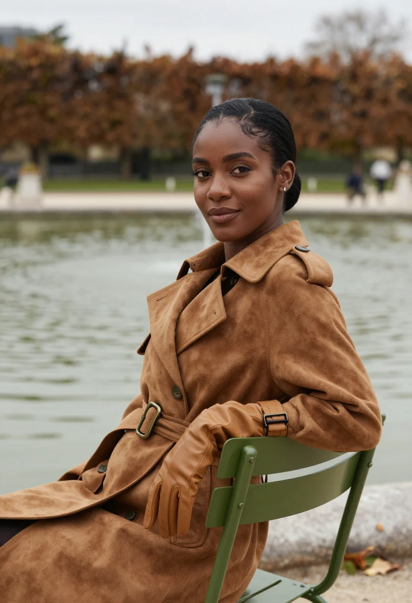 AI fashion week buyer tobacco sample — portrait of a woman, chest-up portrait of a Nigerian-British