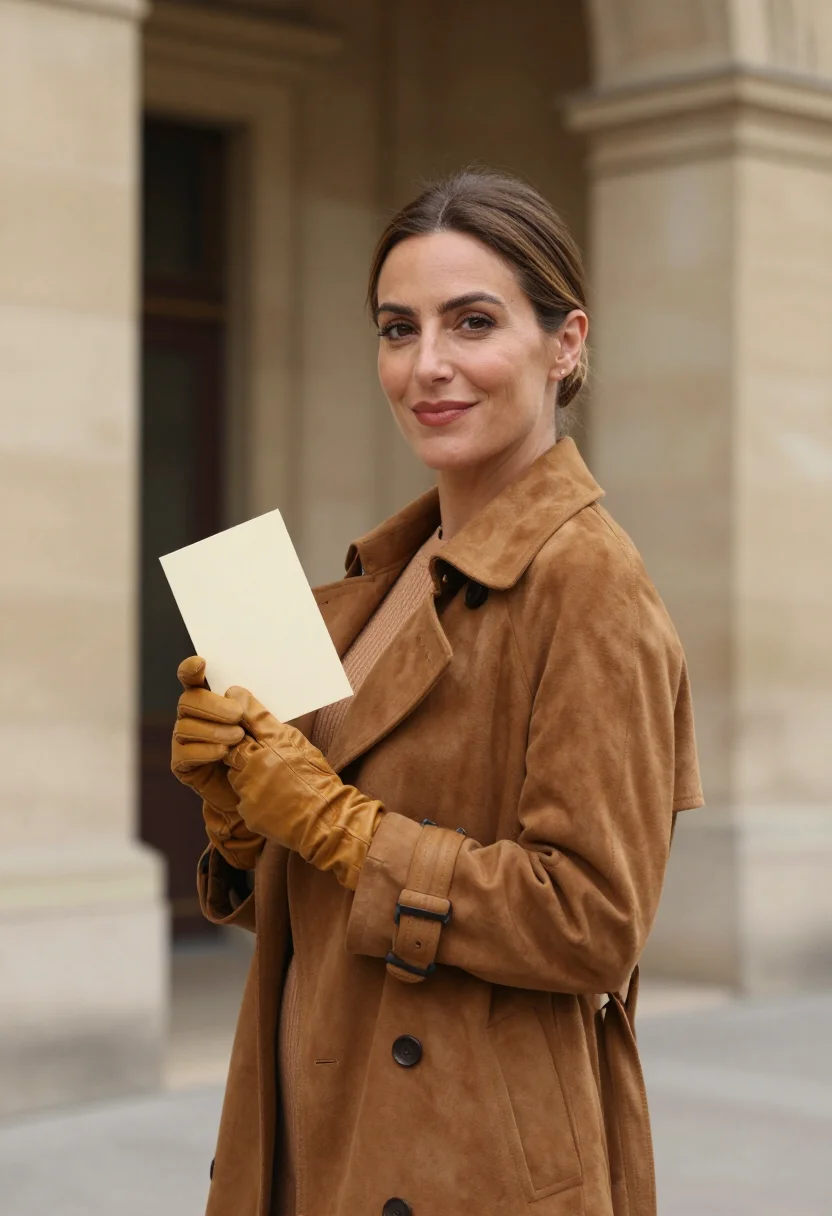 AI fashion week buyer tobacco sample — portrait of a woman, chest-up portrait of a Spanish woman in