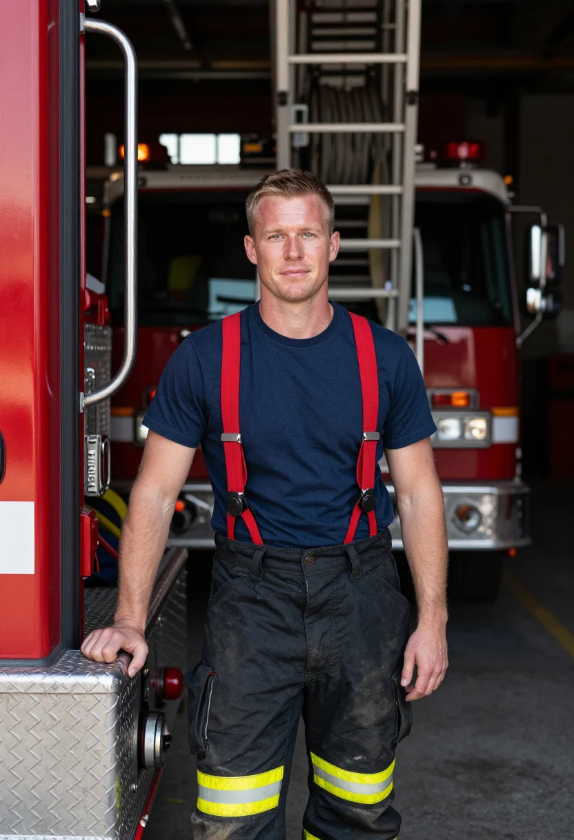 AI fdny firehouse sample — portrait of a man, chest-up portrait of an Irish-American ma