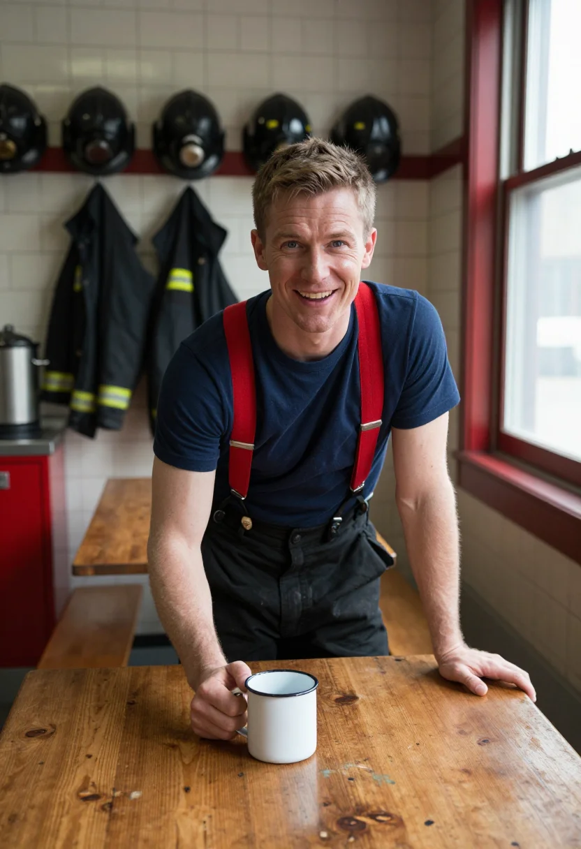 AI fdny firehouse sample — portrait of a man, chest-up portrait of an Irish-American ma