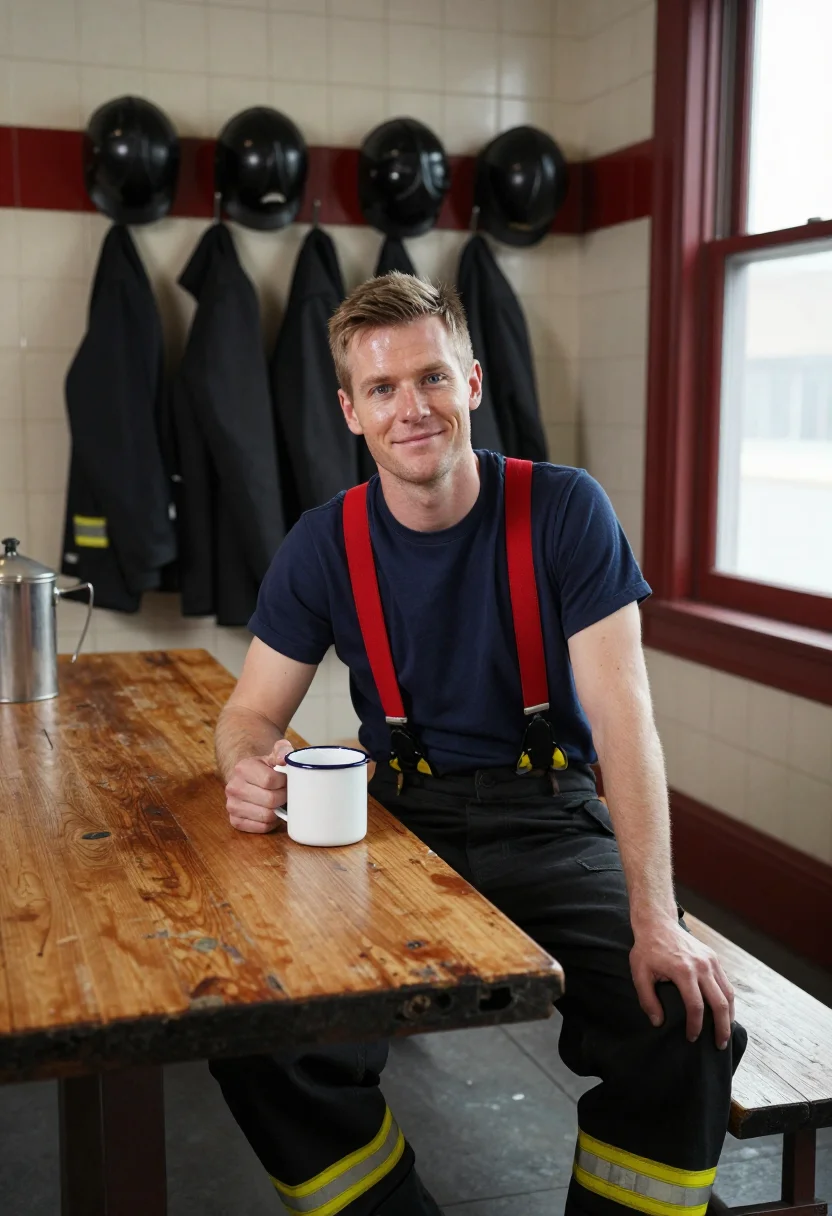 AI fdny firehouse sample — portrait of a man, three-quarter portrait of an Irish-Americ