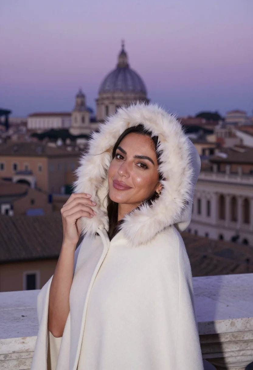 AI fendi eur natale sample — portrait of a woman, chest-up over-the-shoulder portrait of