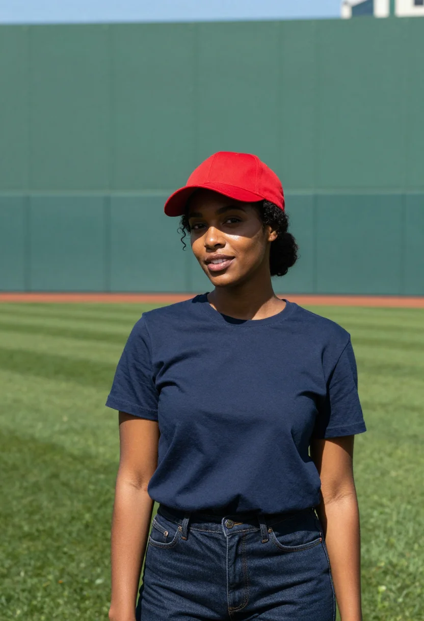 AI fenway park green monster boston sample — portrait of a woman, a Cape Verdean-American woman in her mi