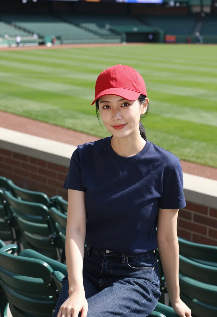 AI fenway park green monster boston sample — portrait of a woman, a Chinese-American woman in her late tw